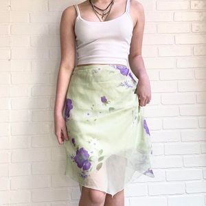 🥑CUTE aesthetic fairycore y2k hibiscus Amy byer California flowered midi skirt